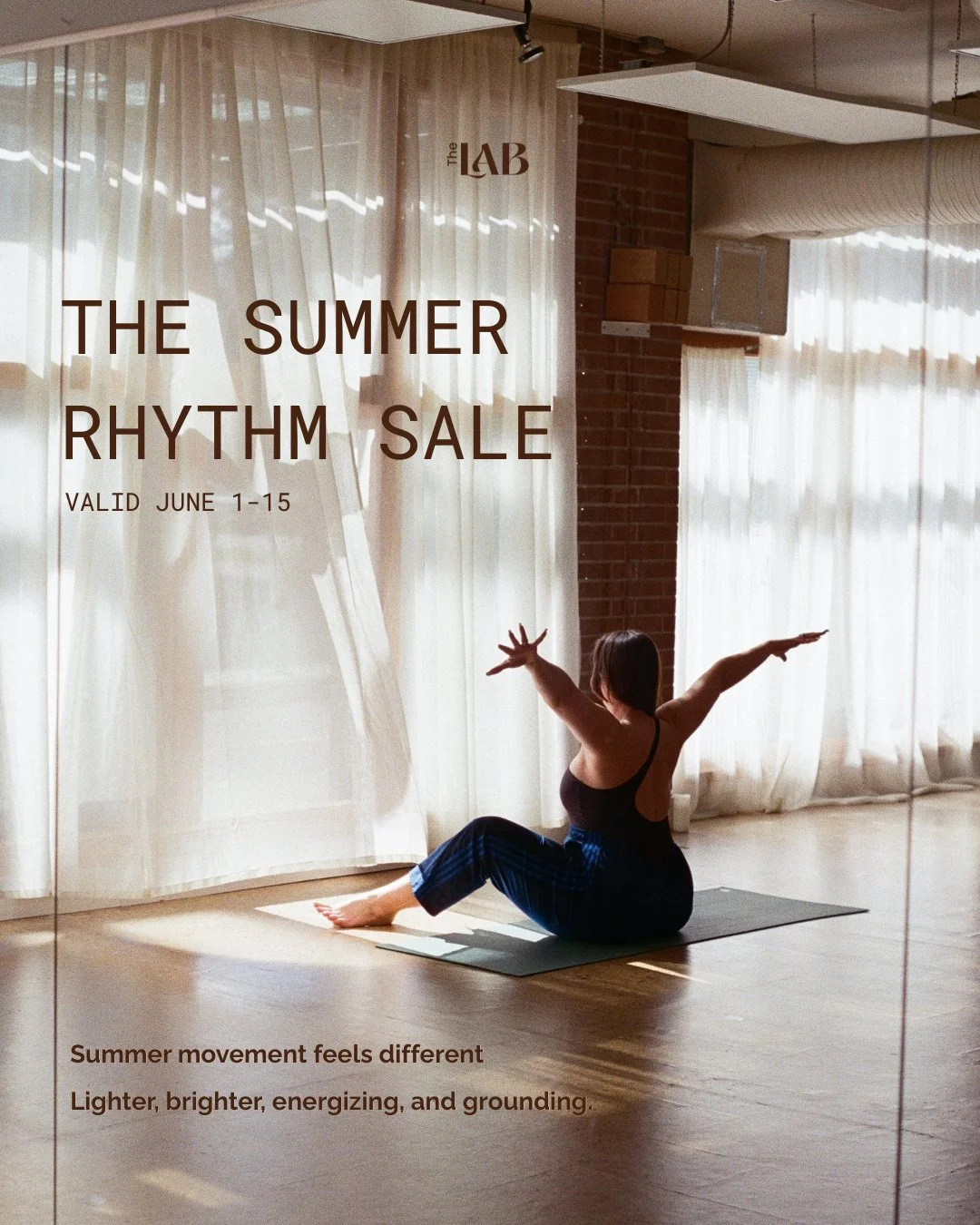 THE SUMMER RHYTHM SALE ☀⁠
June 1&ndash;15⁠
⁠
Summer movement feels different - lighter, brighter, energizing, and grounding all at once.⁠
⁠
This season at LAB, we&rsquo;re celebrating movement, consistency, and community with special summer offerings