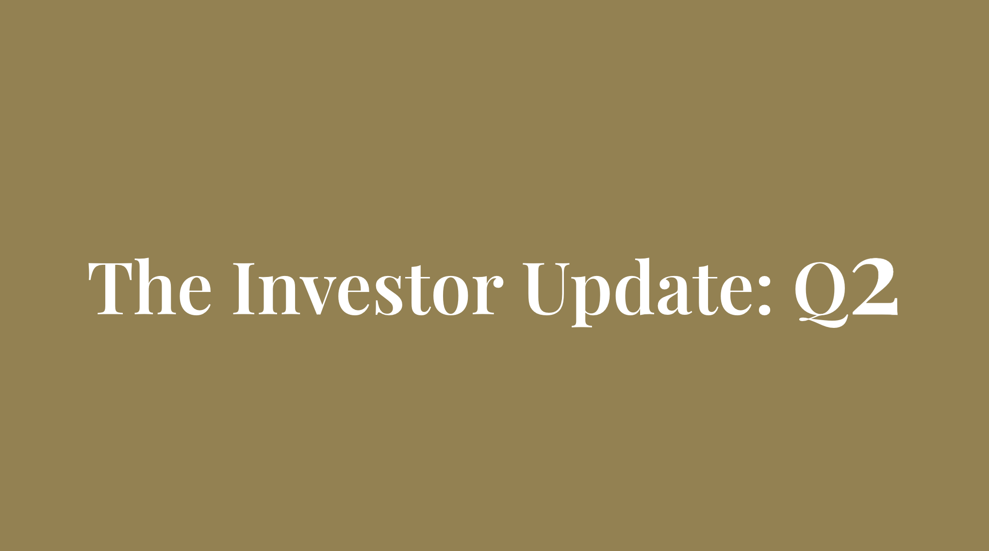 THE INVESTOR UPDATE: Newsletter Q2