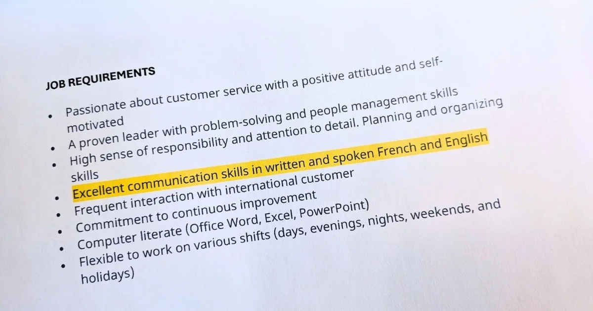 The list of requirements for a job position