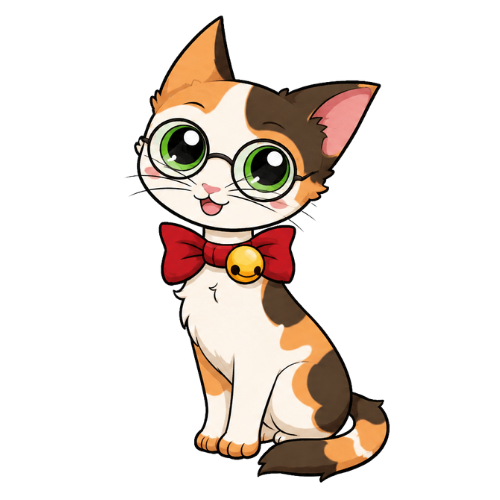 The cat from Le Chat Savant but smilling