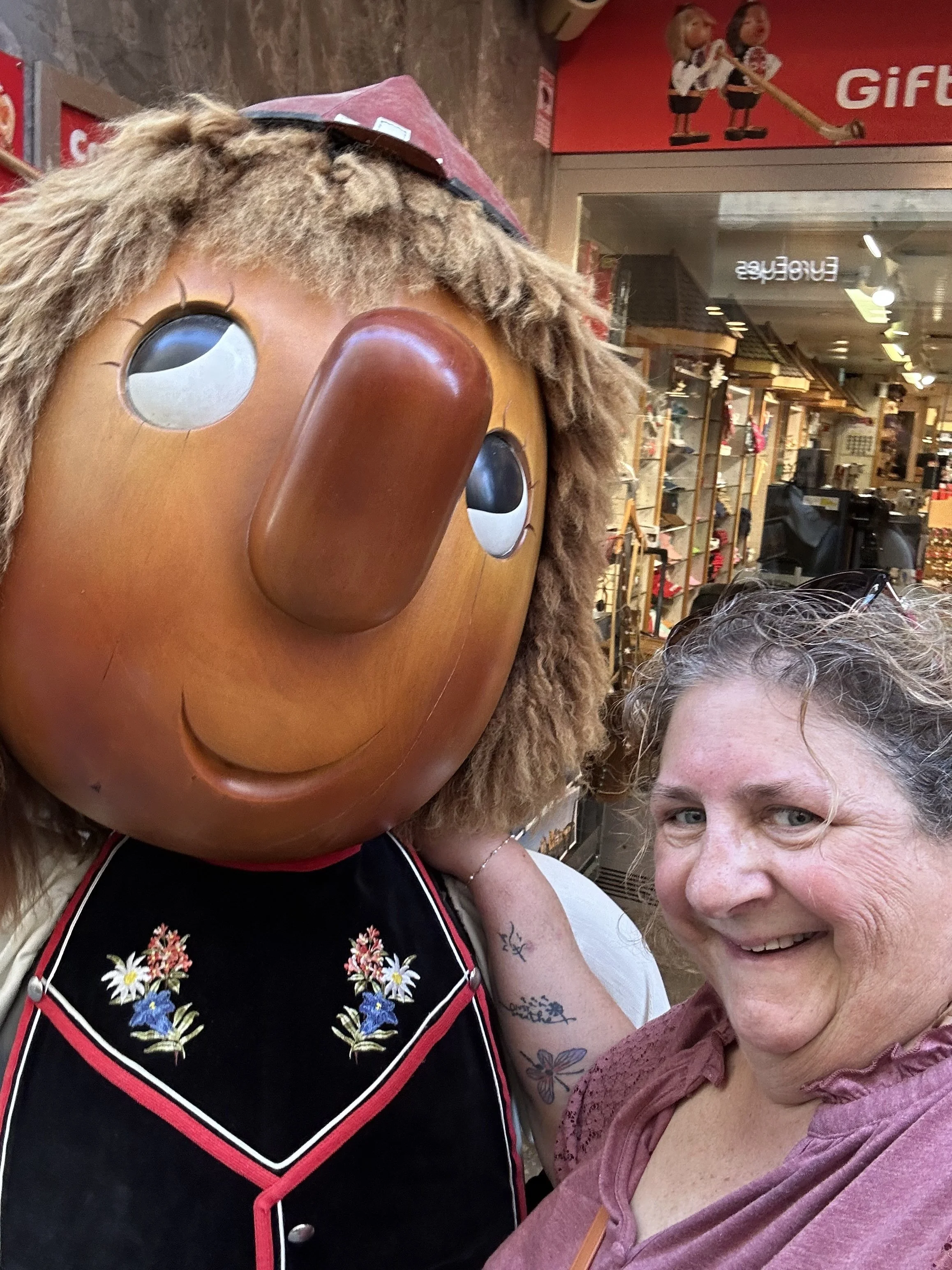 Wynne Penn making friends in Weggis, Switzerland