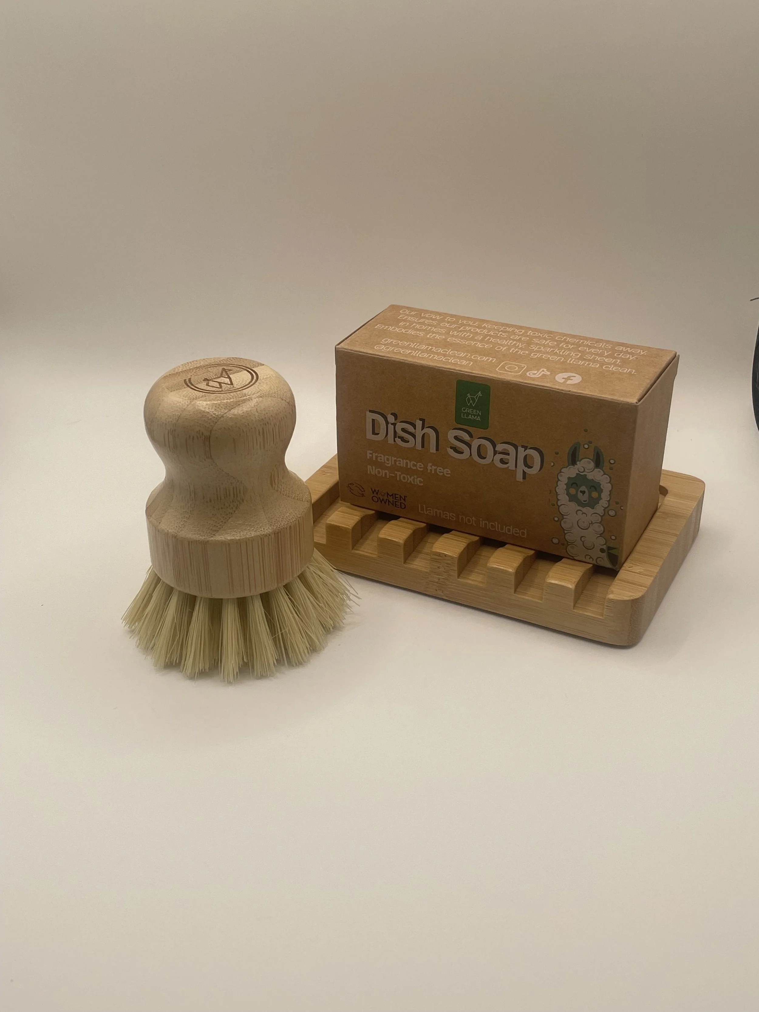 Bamboo Dish Scrubber - Green Llama