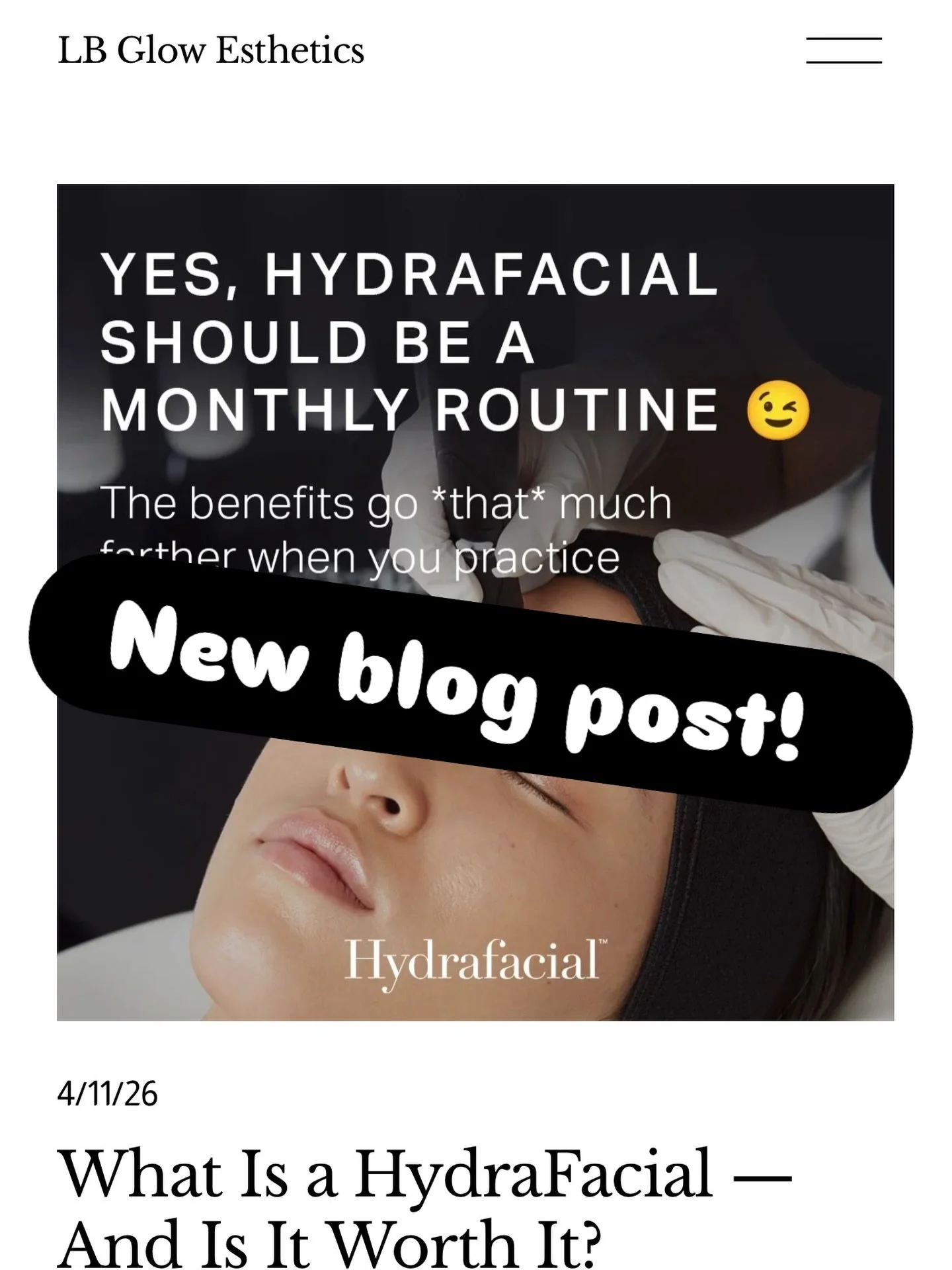 Check out my new blog on  my website. Link is also above in my bio.  www.lbglowesthetics.com

#blog #skincare #hydrafacial