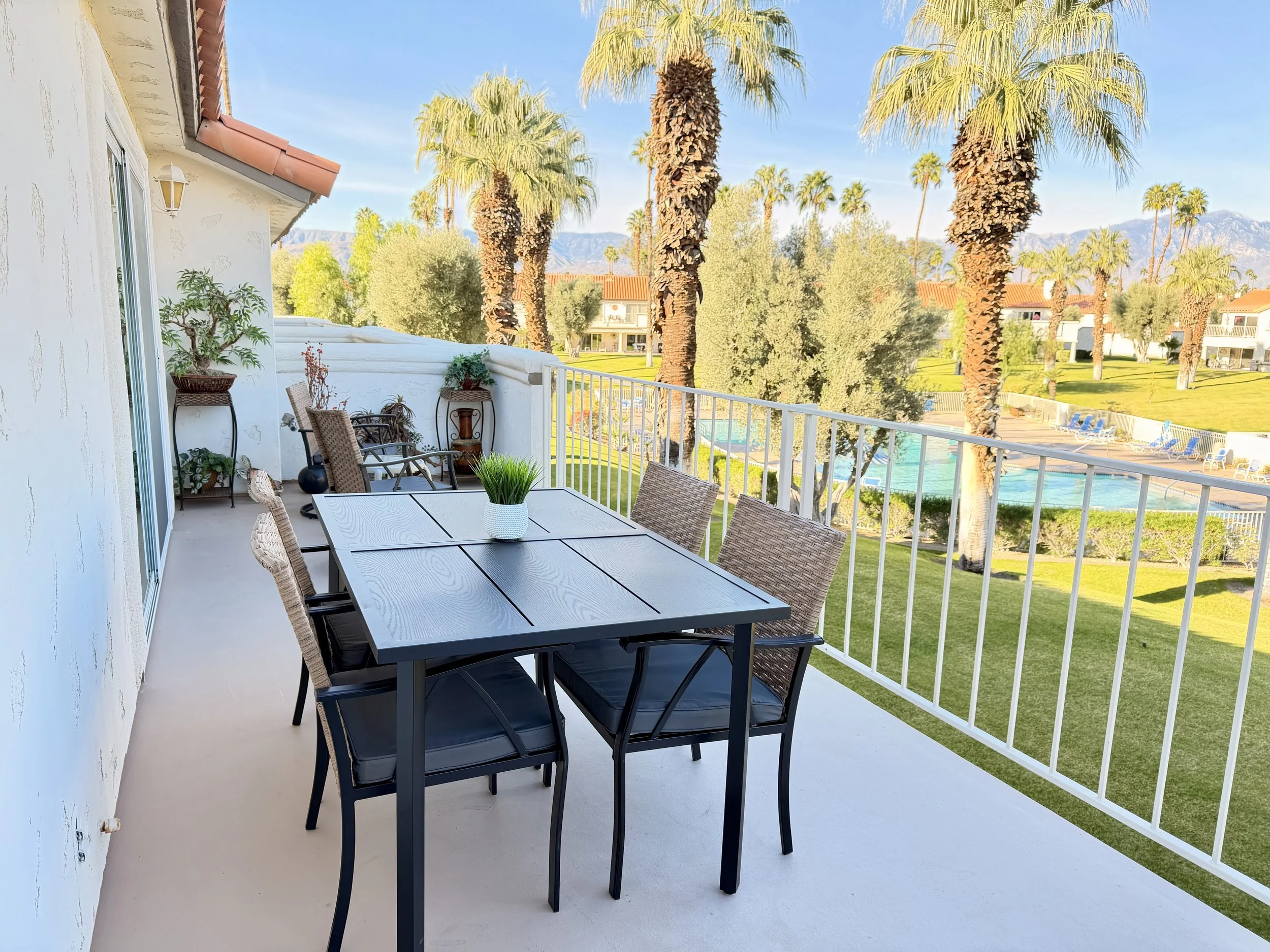 Comfortable patio furniture with umbrella