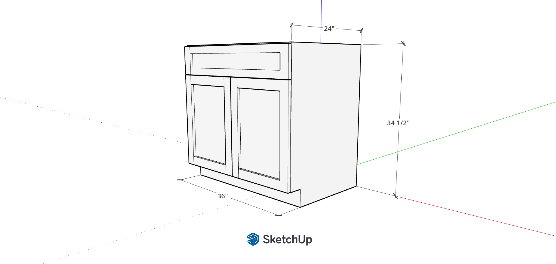 36" Lower Frameless Shaker 1 Drawer CH