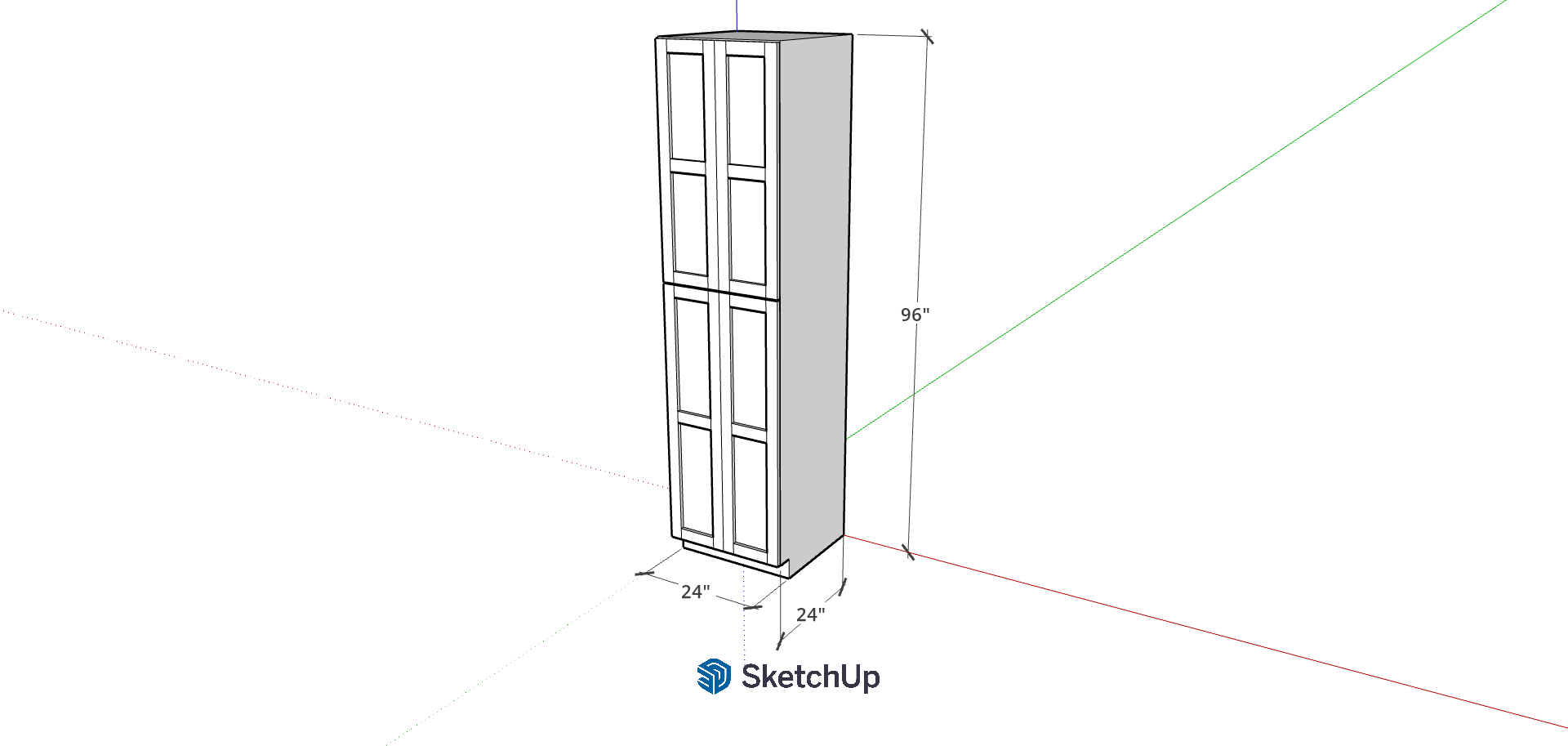 24" W 96" Tall Frameless Shaker Pantry CH