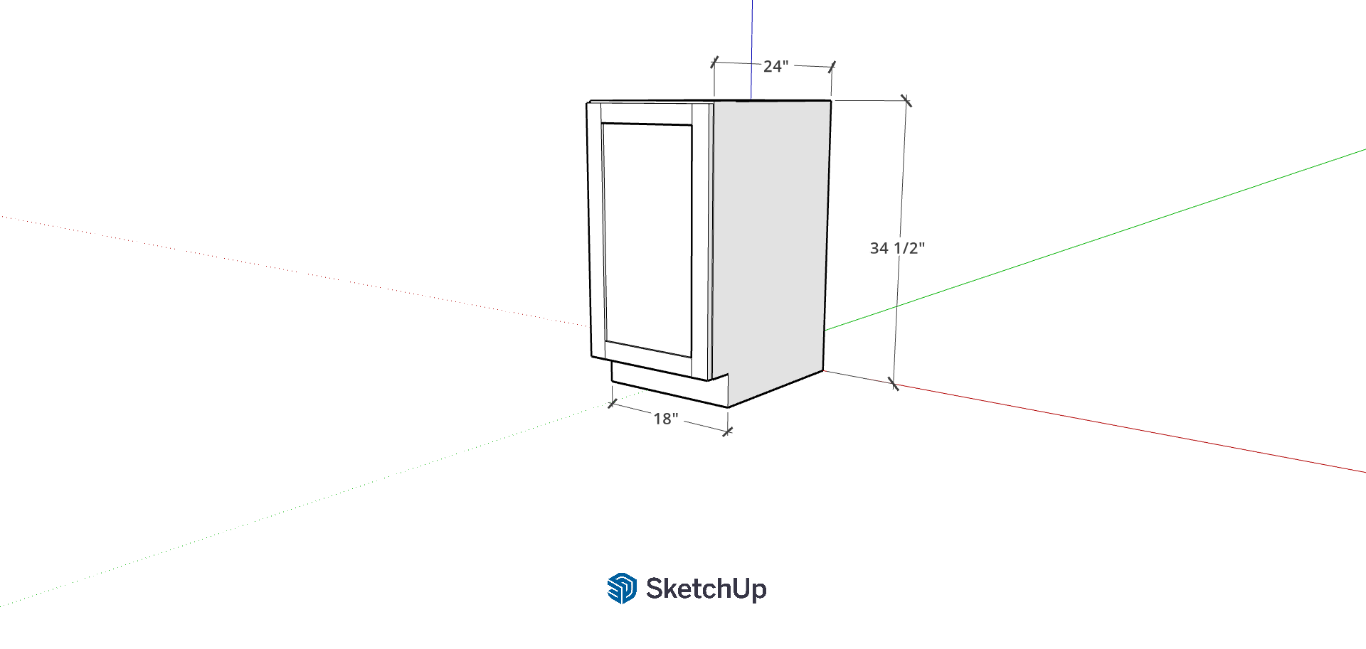 18" Lower Frameless Shaker Full Door CH