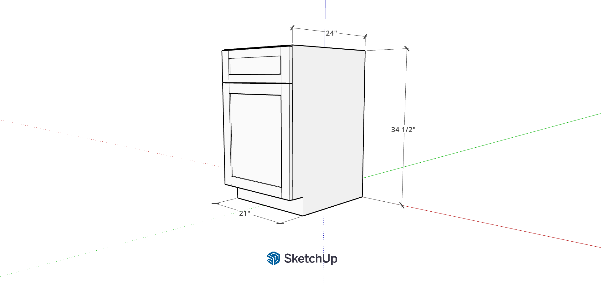 21" Lower Frameless Shaker 1 Drawer CH