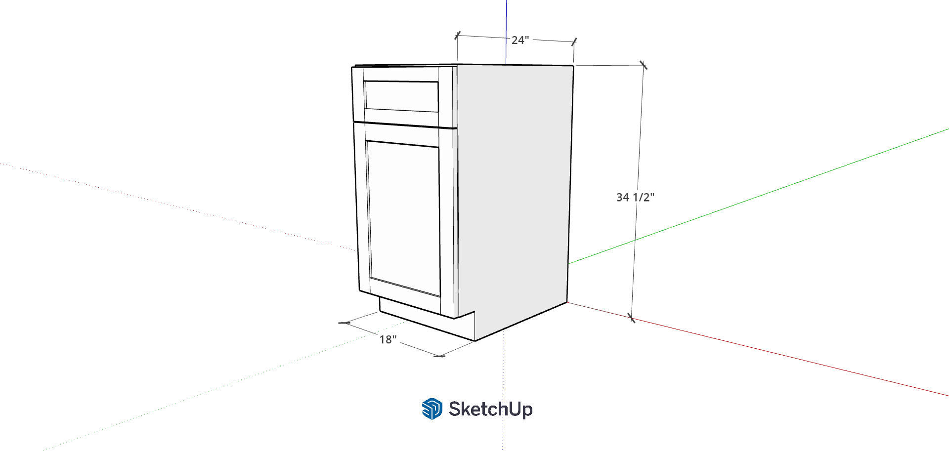 18" Lower Frameless Shaker 1 Drawer CH