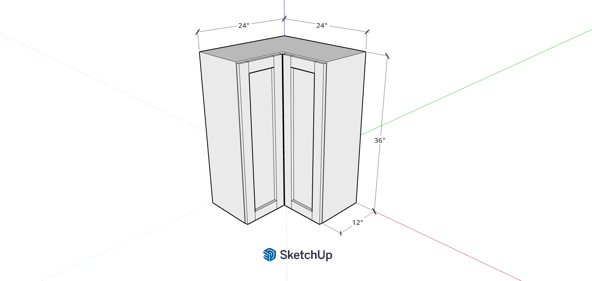24" W 36"Tall Corner Cabinet Upper Frameless Shaker CH