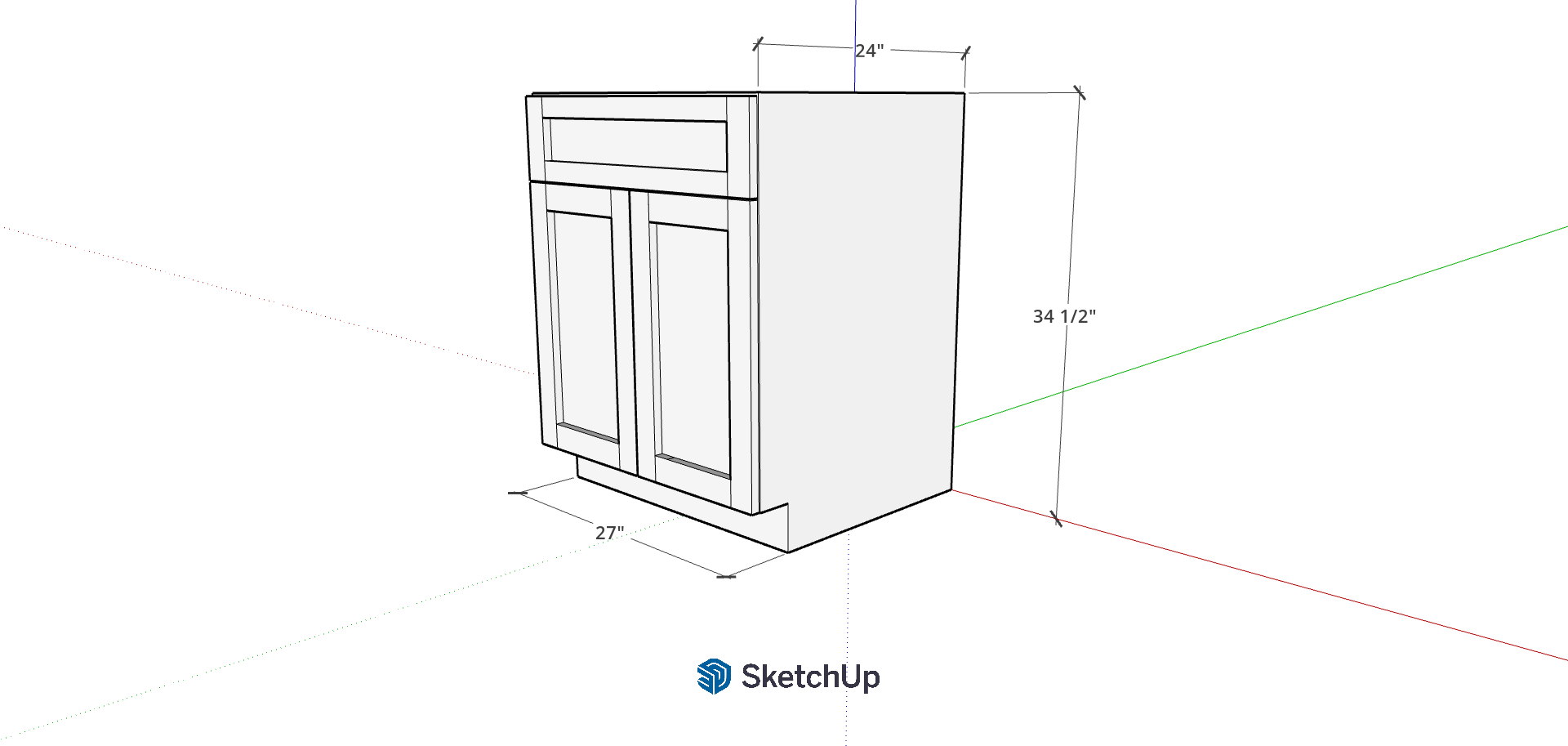 27" Lower Frameless Shaker 1 Drawer CH