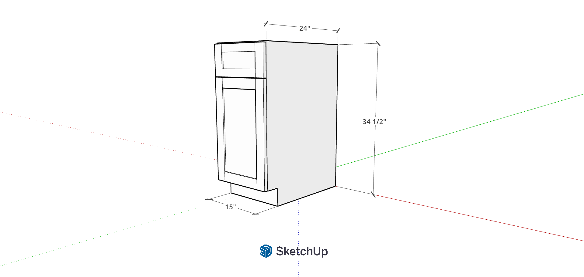 15" Lower Frameless Shaker 1 Drawer CH