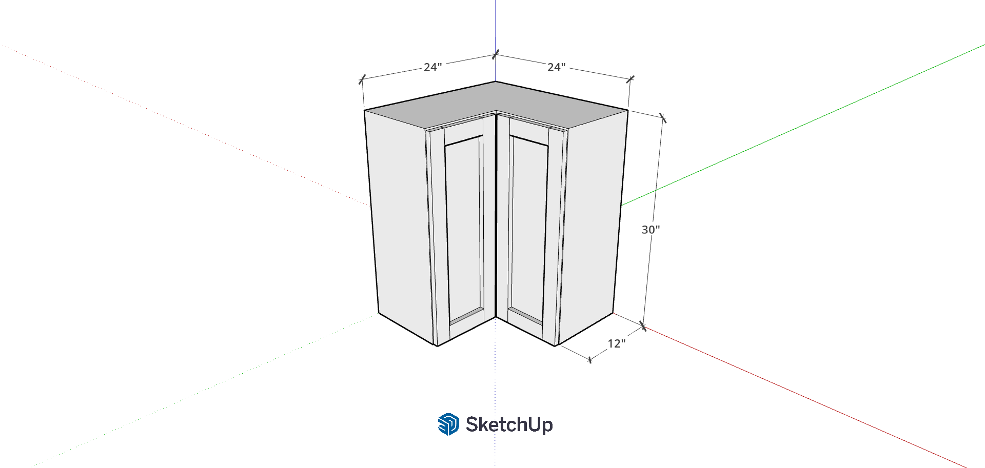 24" W 30"Tall Corner Cabinet Upper Frameless Shaker CH