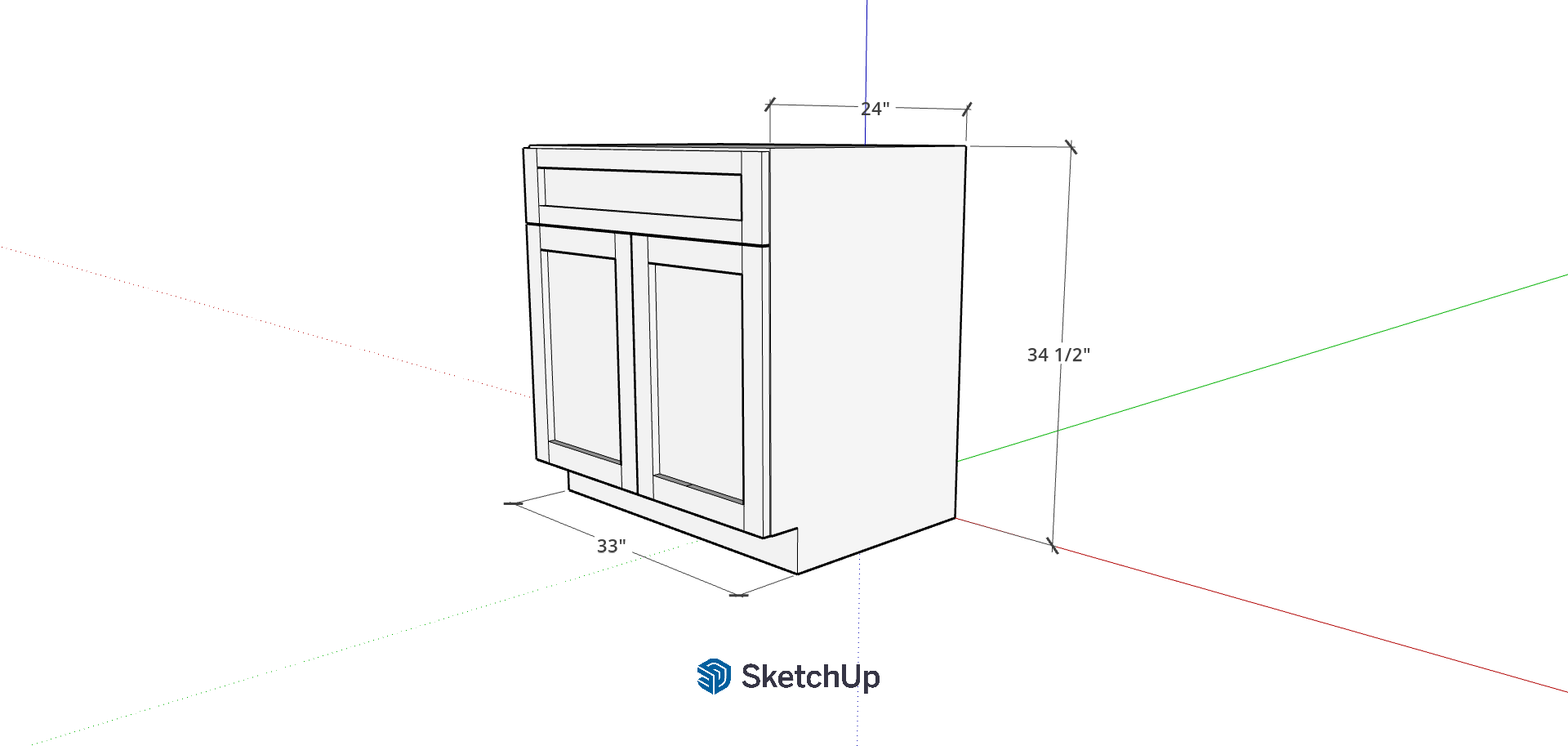 33" Lower Frameless Shaker 1 Drawer CH