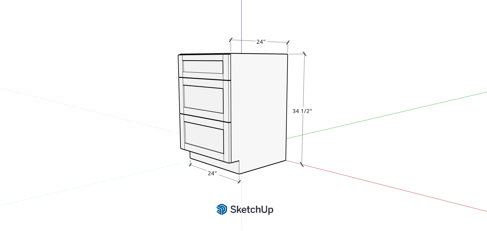 24" Lower Frameless Shaker 3-Drawer CH