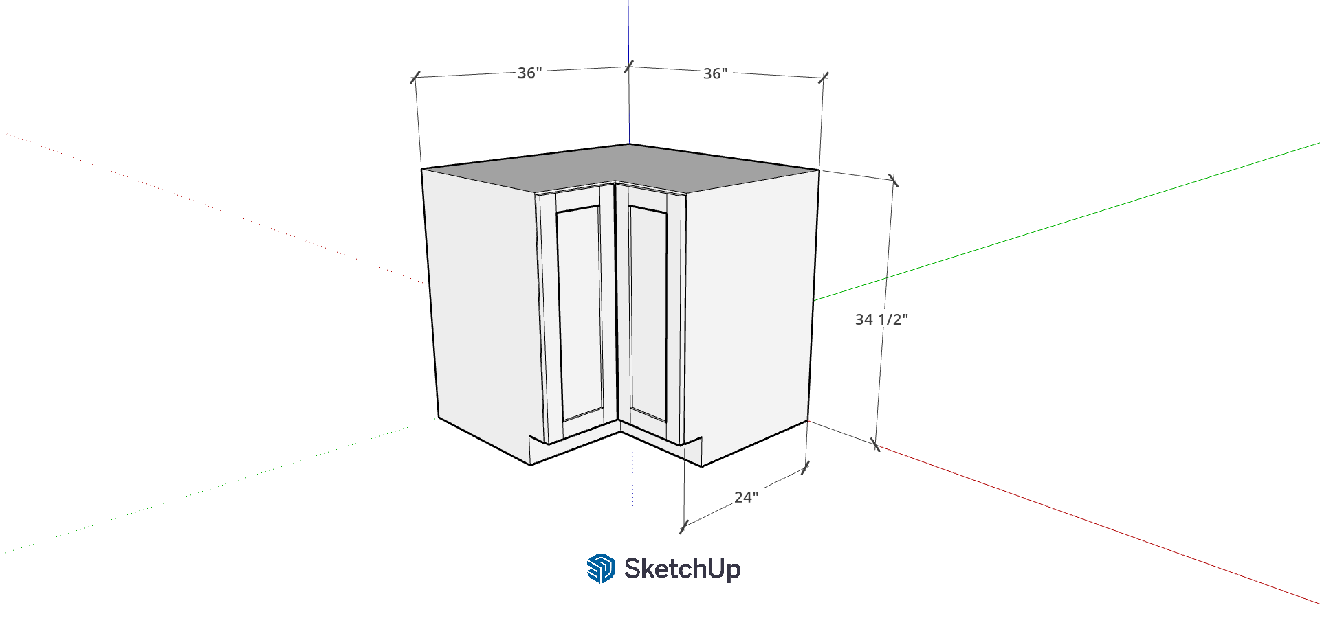 36" Lower Frameless Shaker Corner Cabinet CH