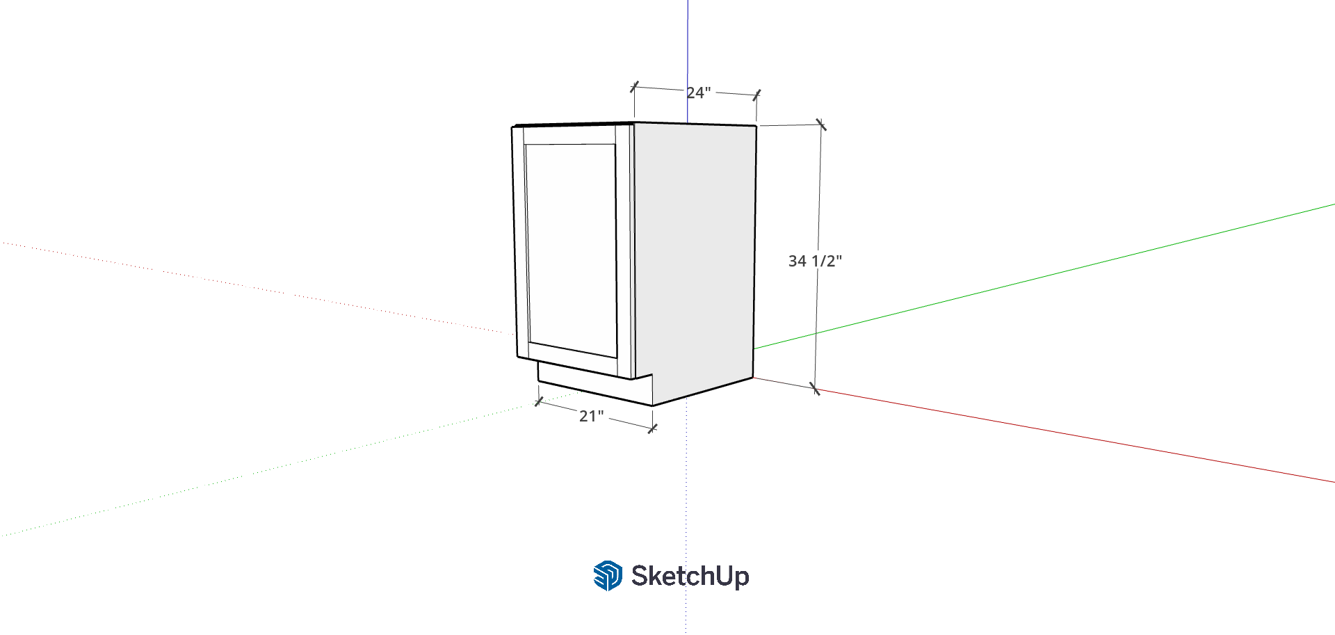 21" Lower Frameless Shaker Full Door CH