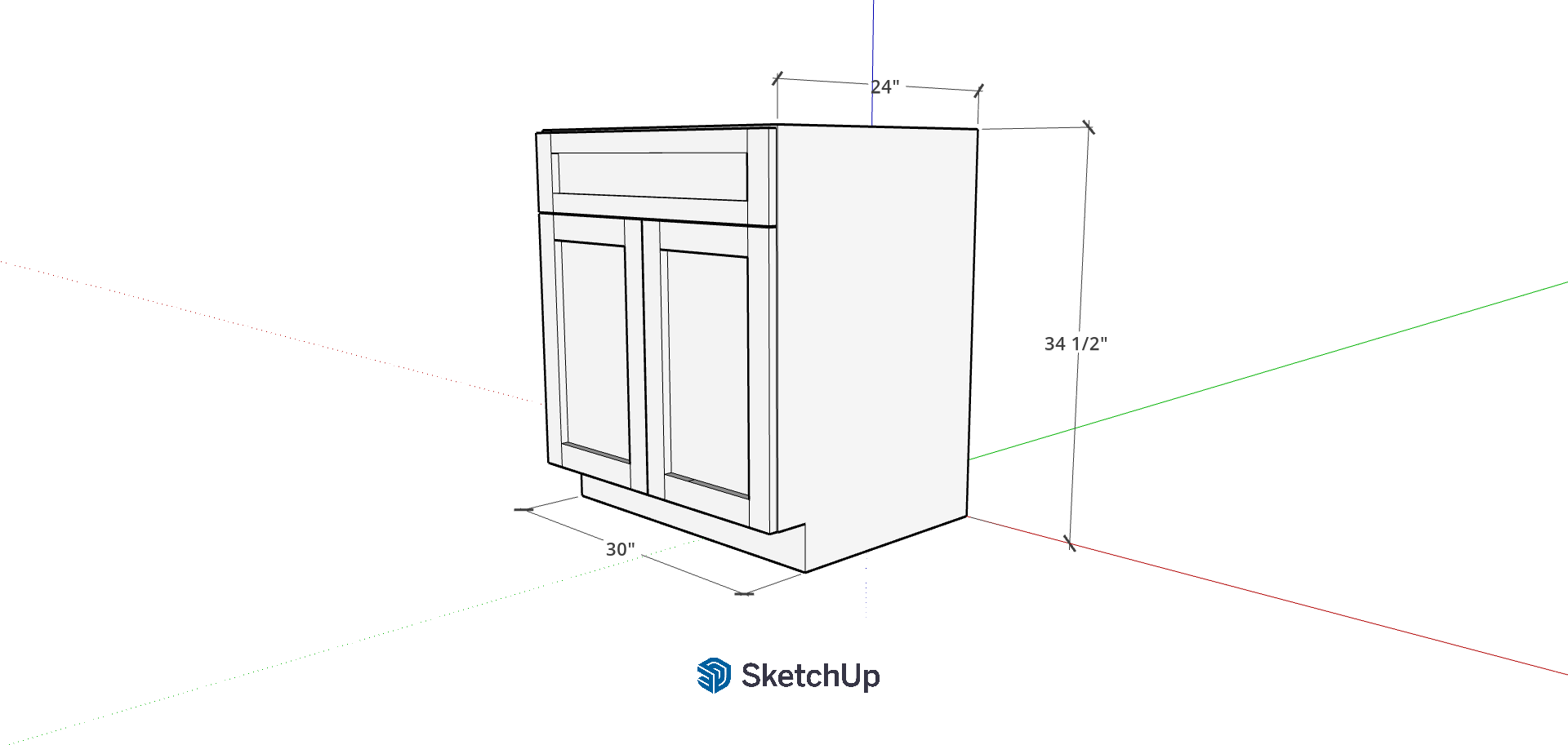 30" Lower Frameless Shaker 1 Drawer CH