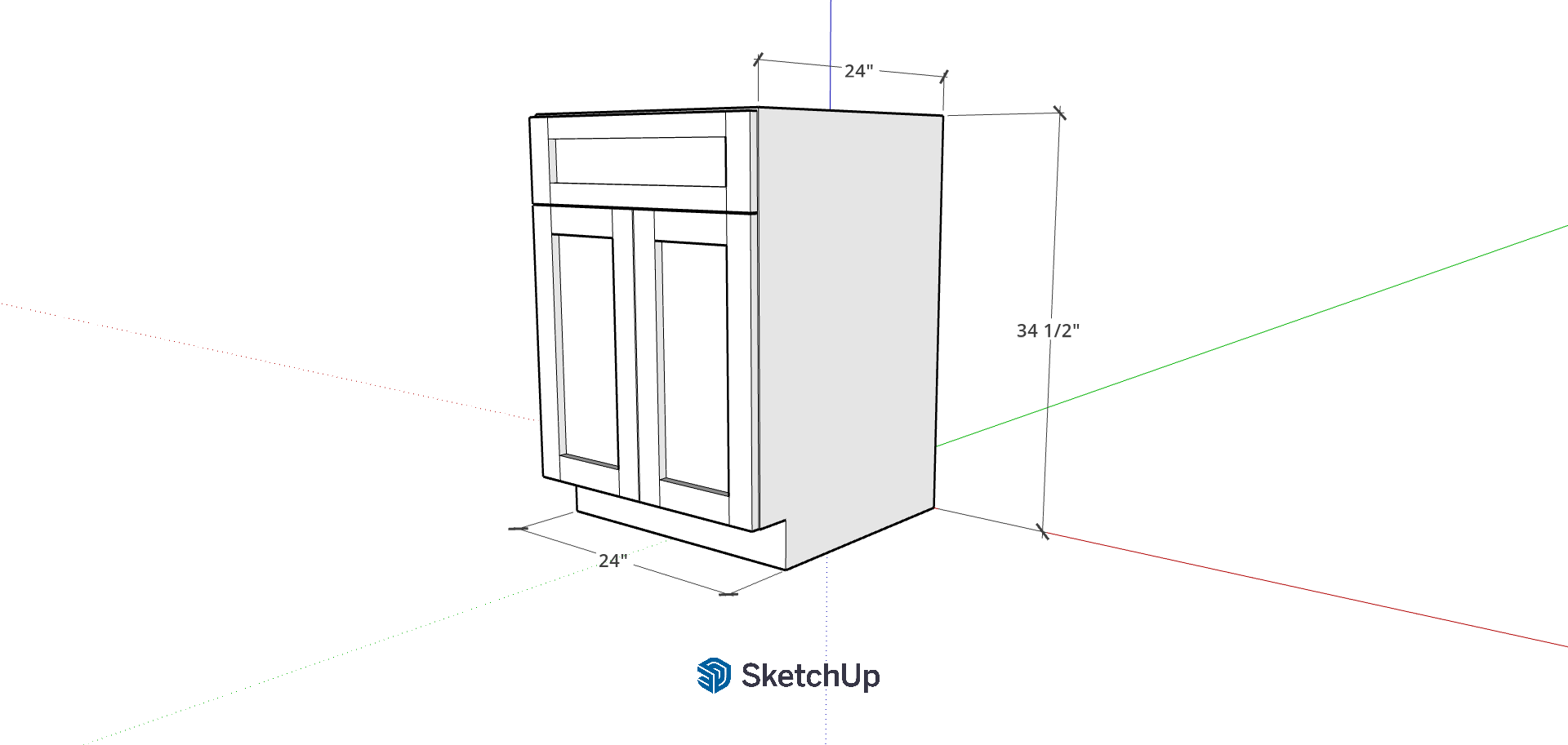 24" Lower Frameless Shaker 1 Drawer CH