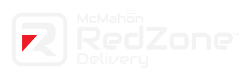 McMahon RedZone Delivery logo with stylized RZ and red, black, and white color scheme.