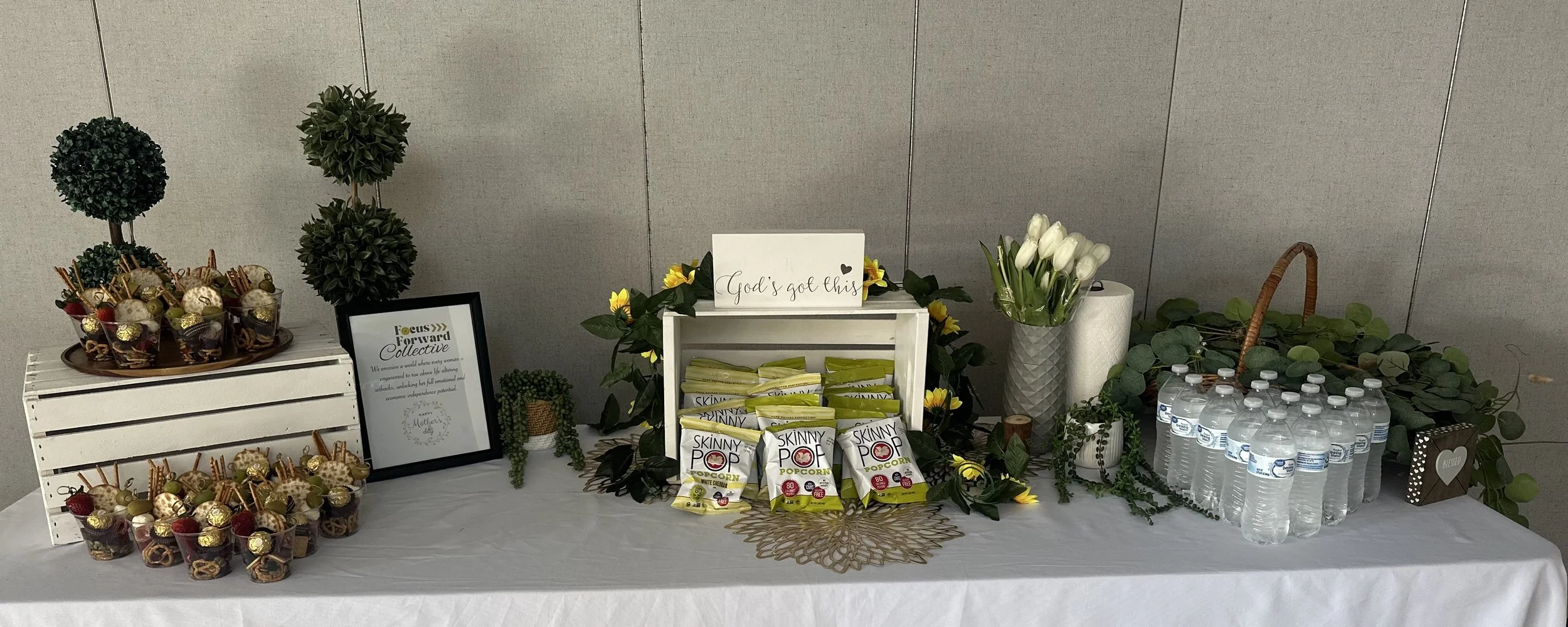Mother’s Day event table decor.