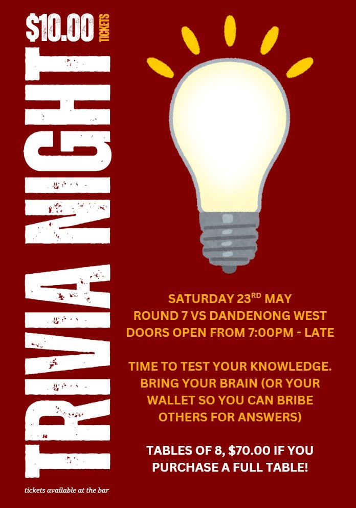 Trivia Night + BYO Snacks - TABLE BOOKING 8 PEOPLE
