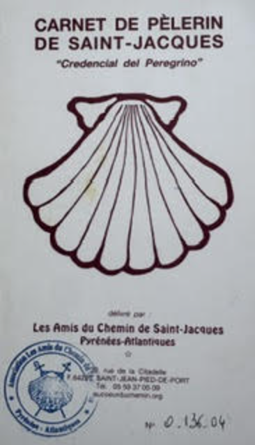 Pilgrim credential from the Pyrenees walk in France during the founder’s life coaching training.