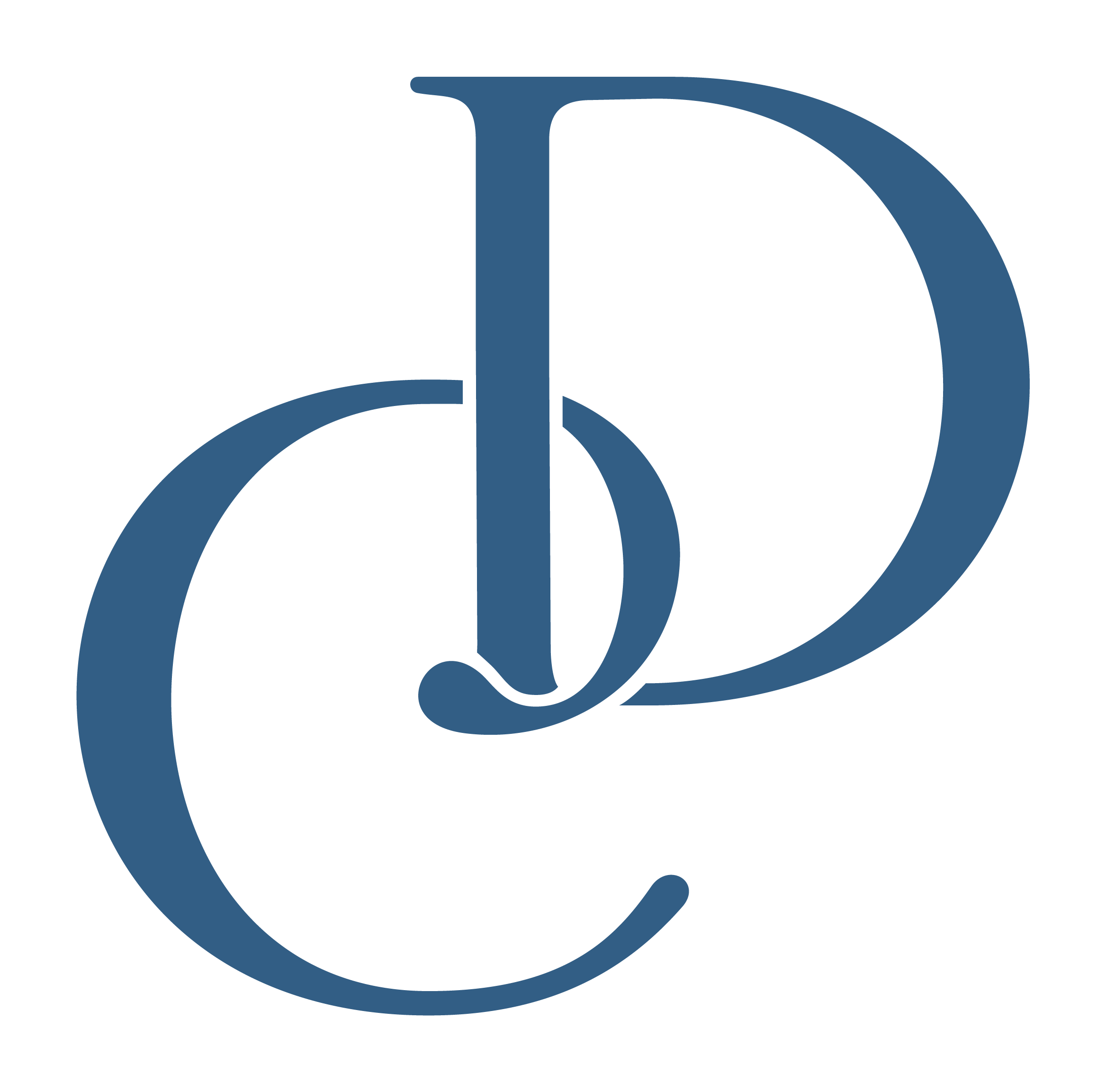 Compassionate Decluttering blue monogram logo