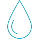 A simple blue outline of a water droplet indicating humidity.  MarCELL PRO monitors humidity