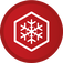 Red holiday gift box with a white snowflake design on the lid