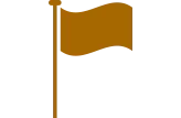 A small brown flag on a pole against a white background.