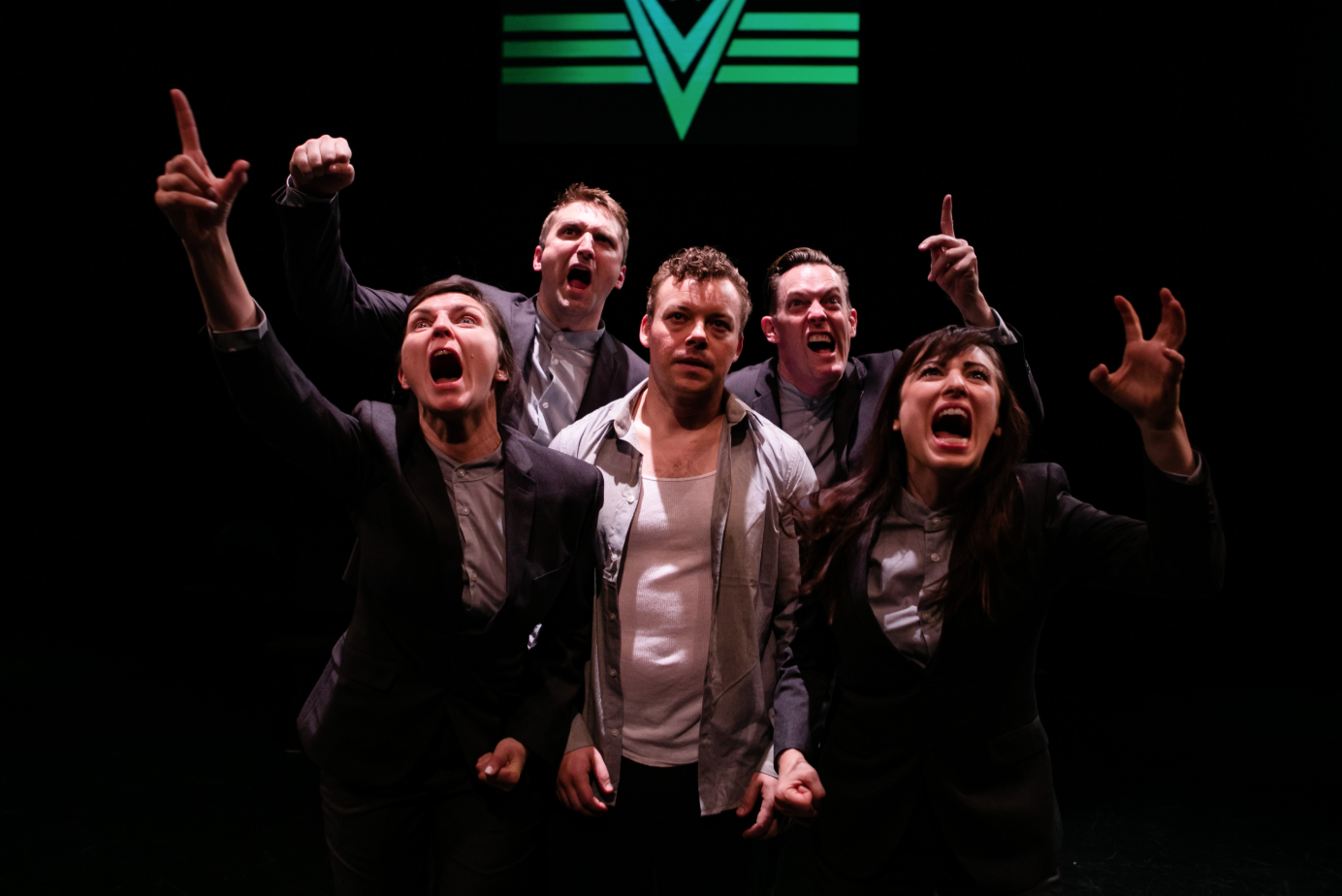 Party Member 4, "1984."  The Actors' Gang, 2019; with Tom Szymanski, Will McFadden, Bob Turton, and Lee Hanson; Photo by Ashley Randall
