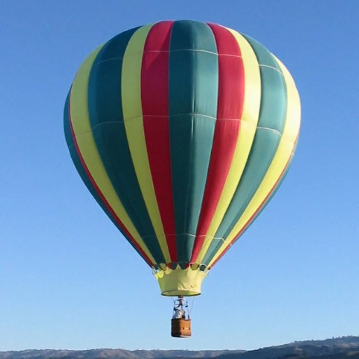 Colorful hot air balloon in the sky.