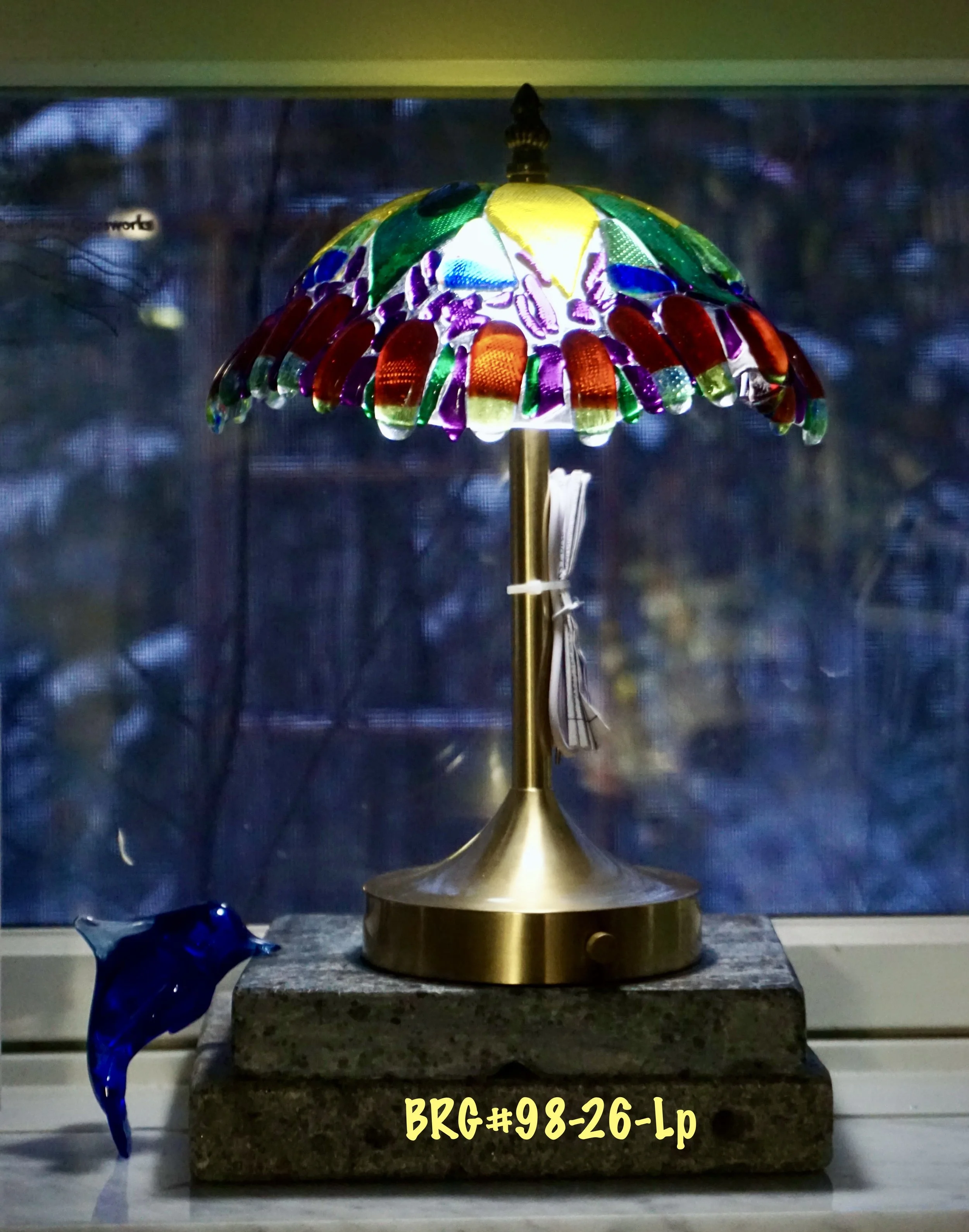 LED Fused Glass Lampshade and base