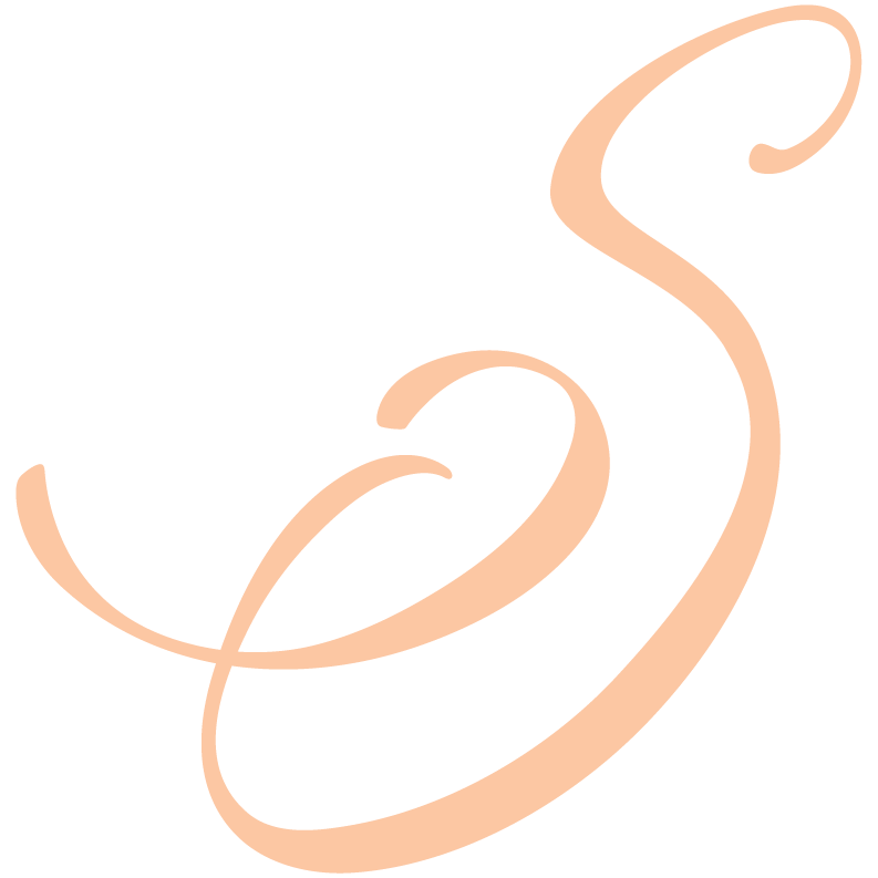 Abstract illustration of a cursive letter S in light peach color.