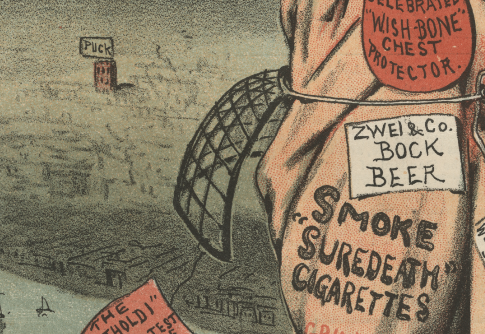 Frederick Opper advertising Stature of Liberty satire art for sale 1895 detail 1.png