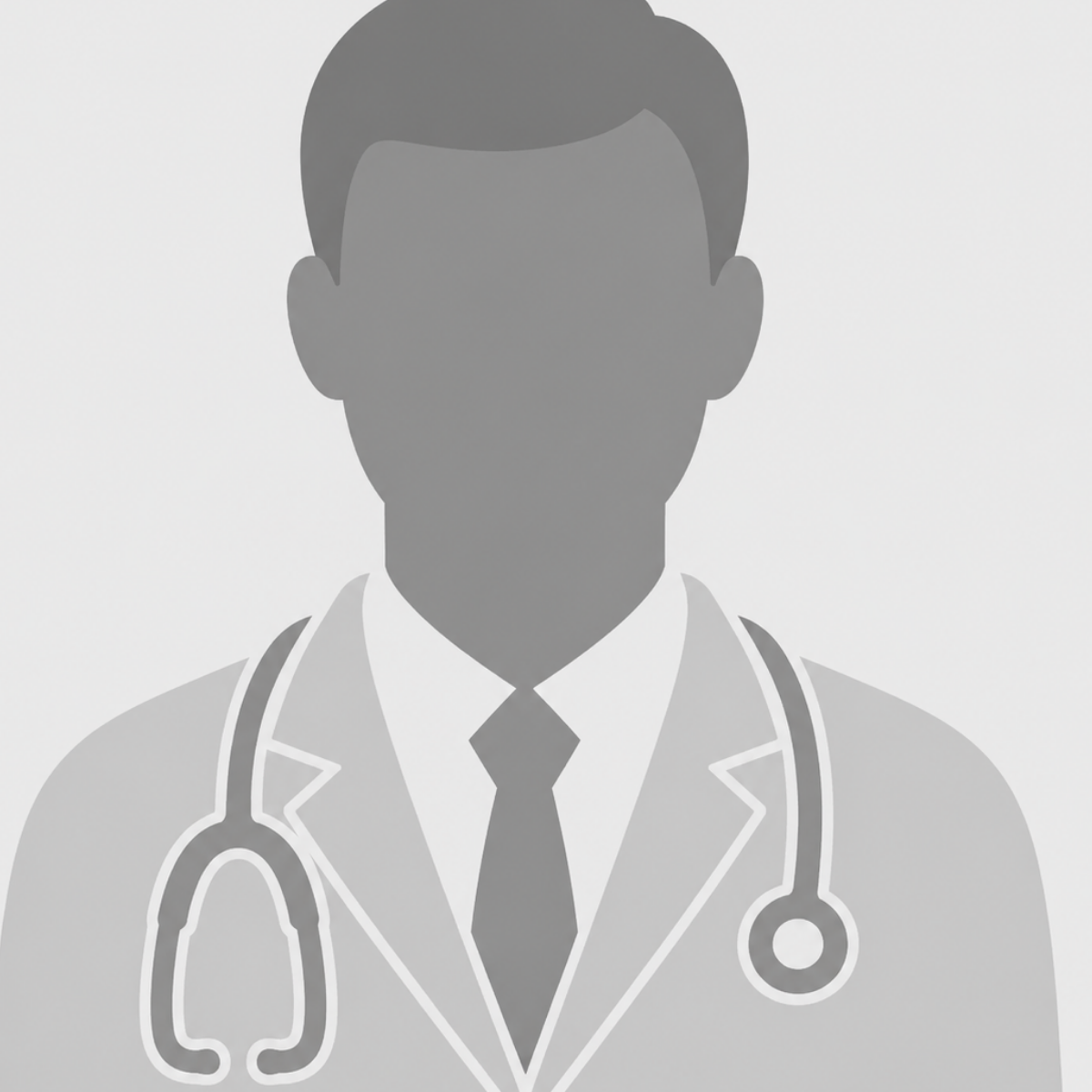 Silhouette of a doctor wearing a white coat and a stethoscope around their neck.