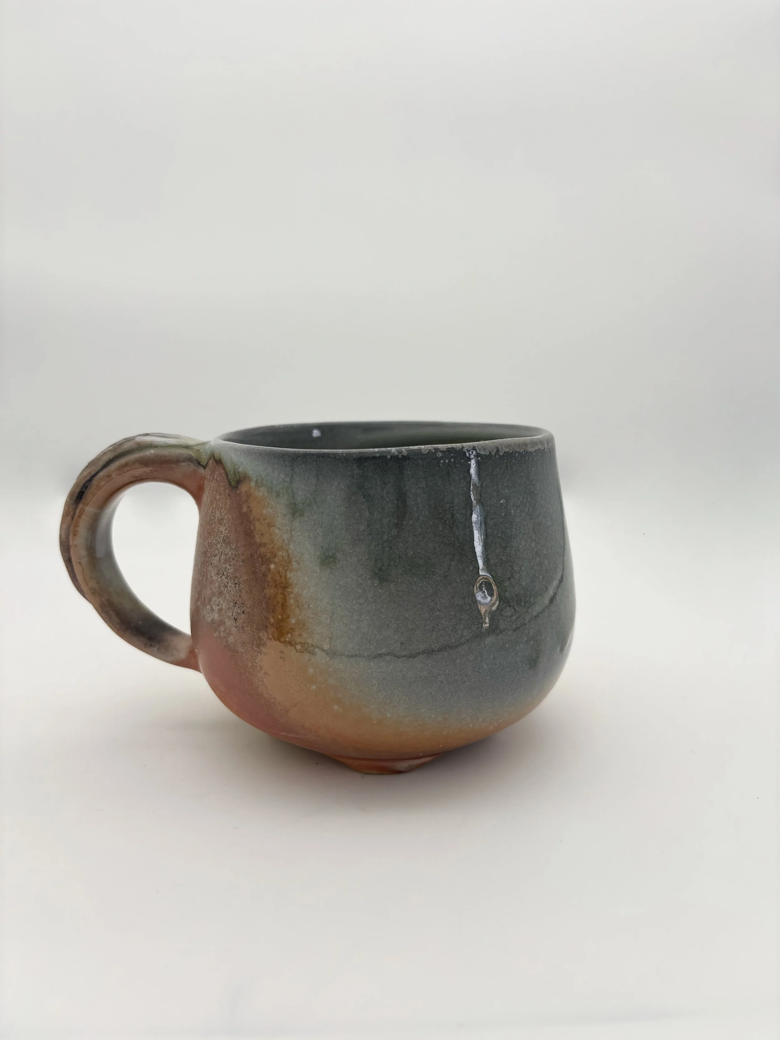 Wood fired Mug with pressed foliage handle