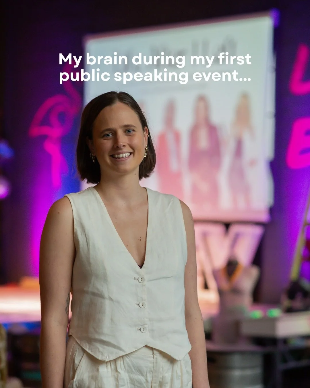These were my reminders during my first public speaking event.

Nerves are normal. Practice makes progress.
 Enjoy the moment and allow the emotions to come through, that&rsquo;s what people relate to.
 Real emotions, real experiences! Most important
