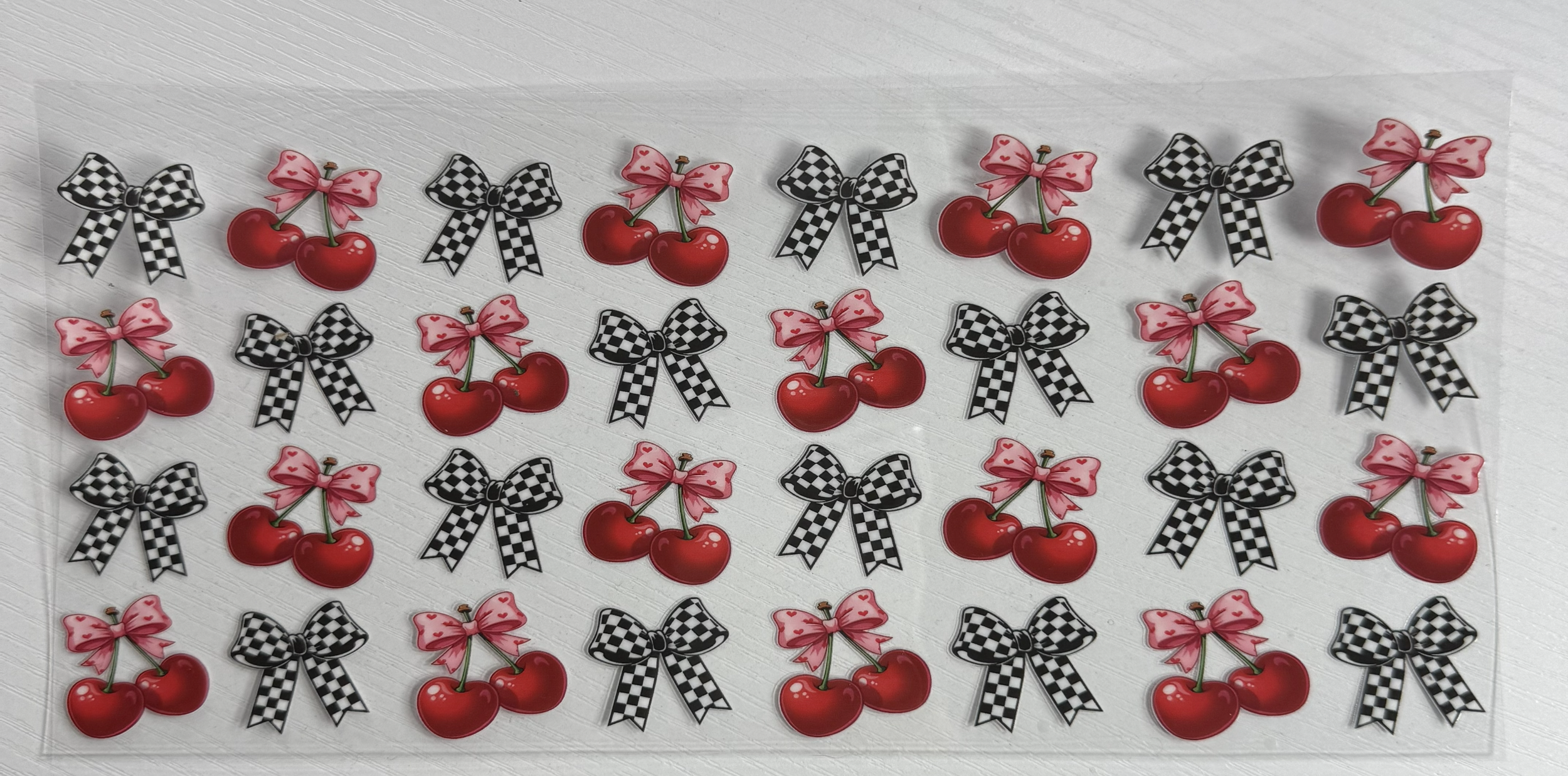 Checkered And Pink Coquettes Red Cherries