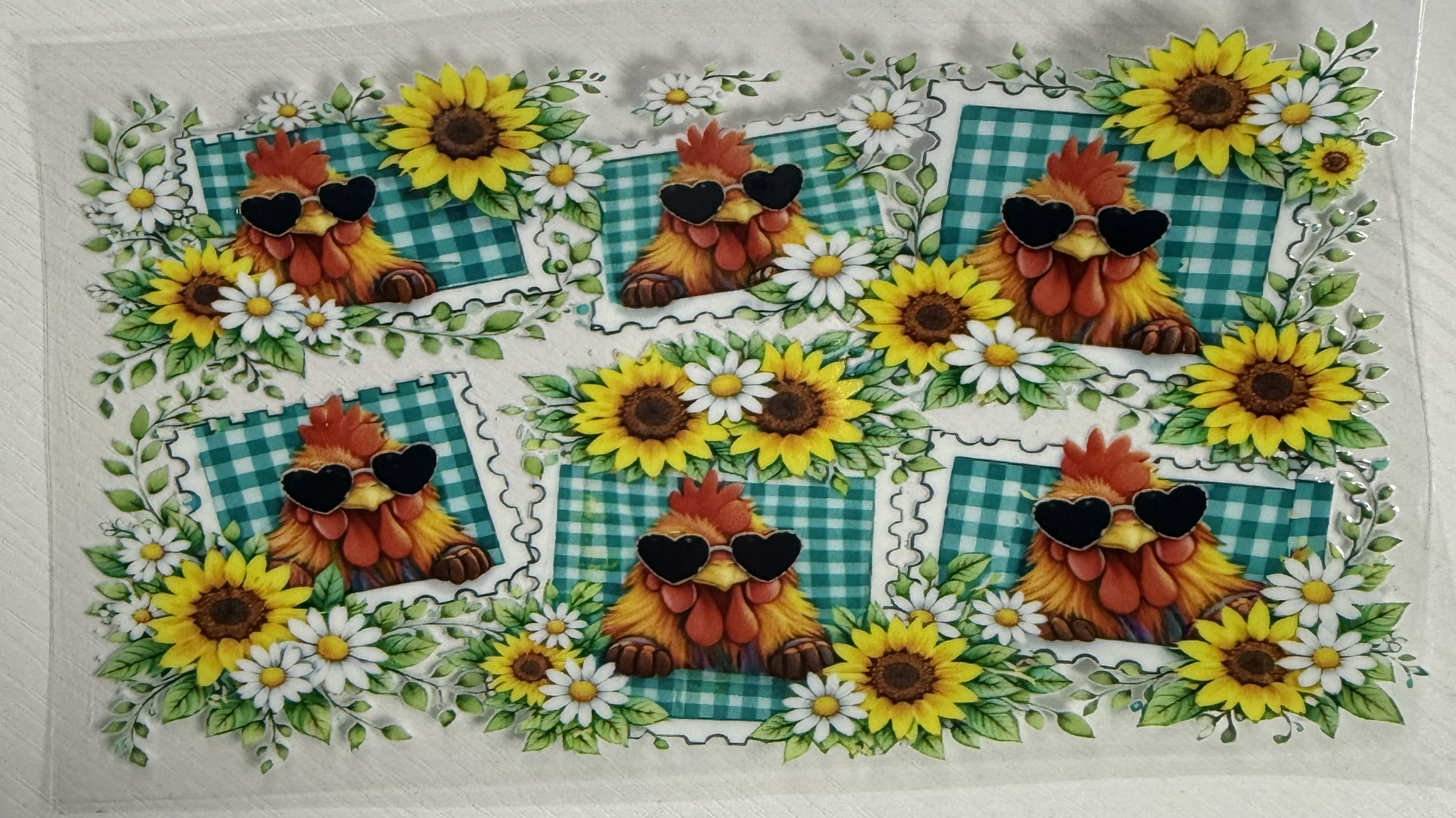 Chicken And Sunflowers