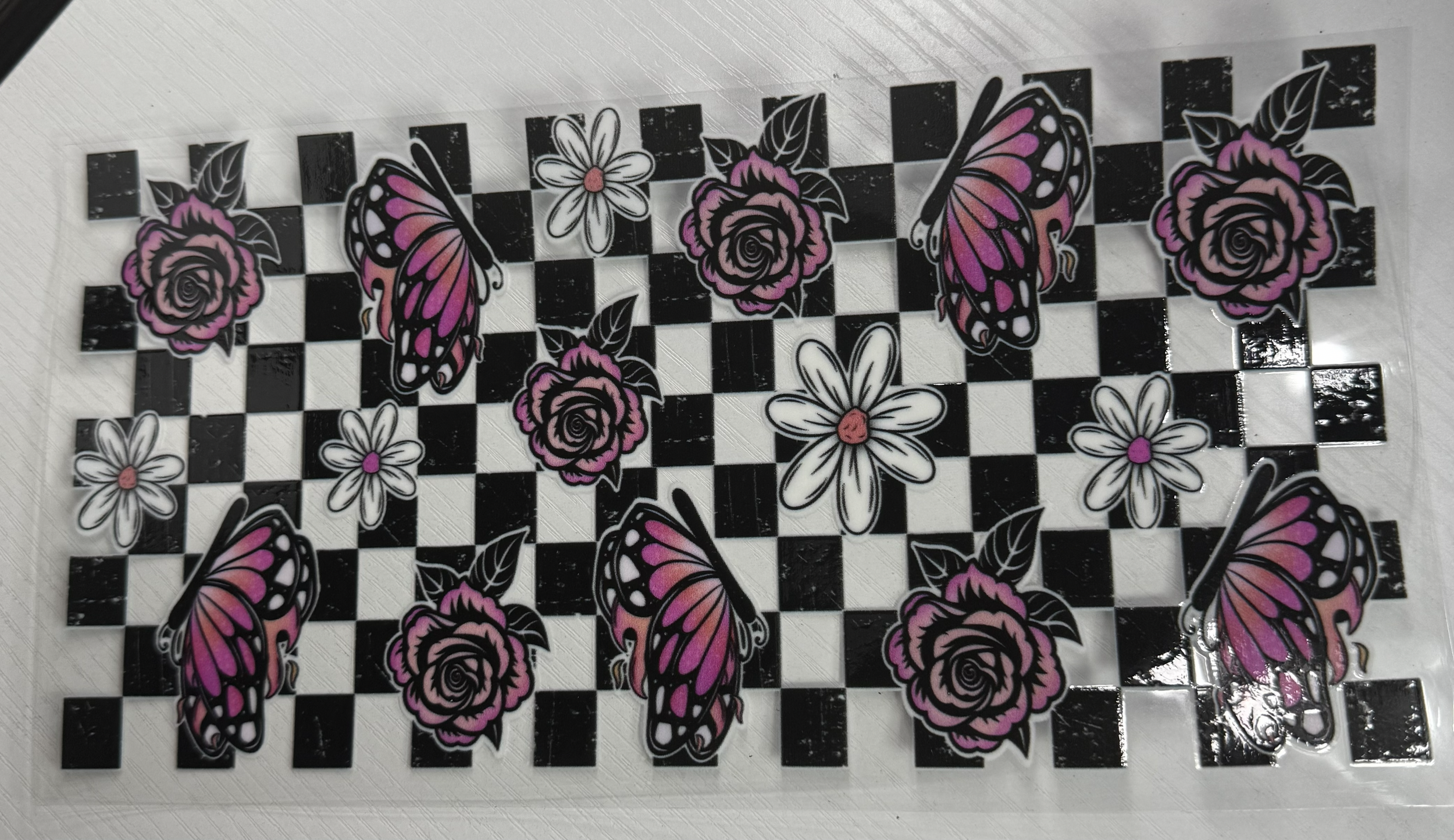 Checkered Butterfly Daisy Roses