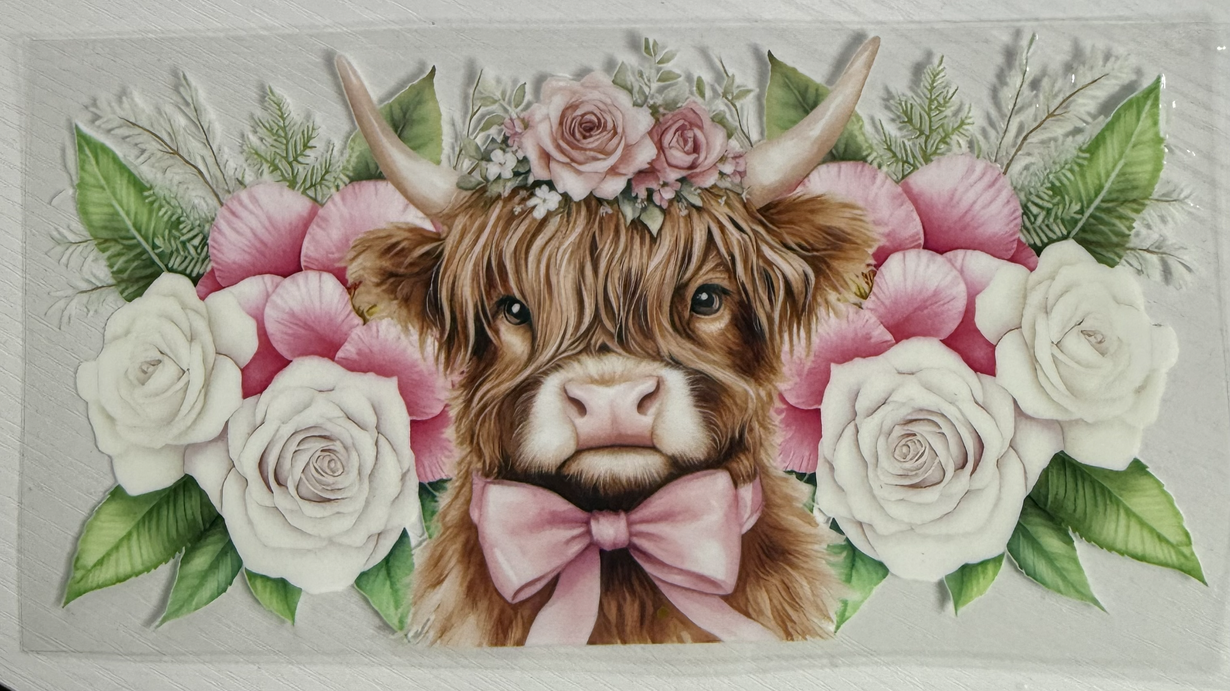 Highland White Roses Pink Floral