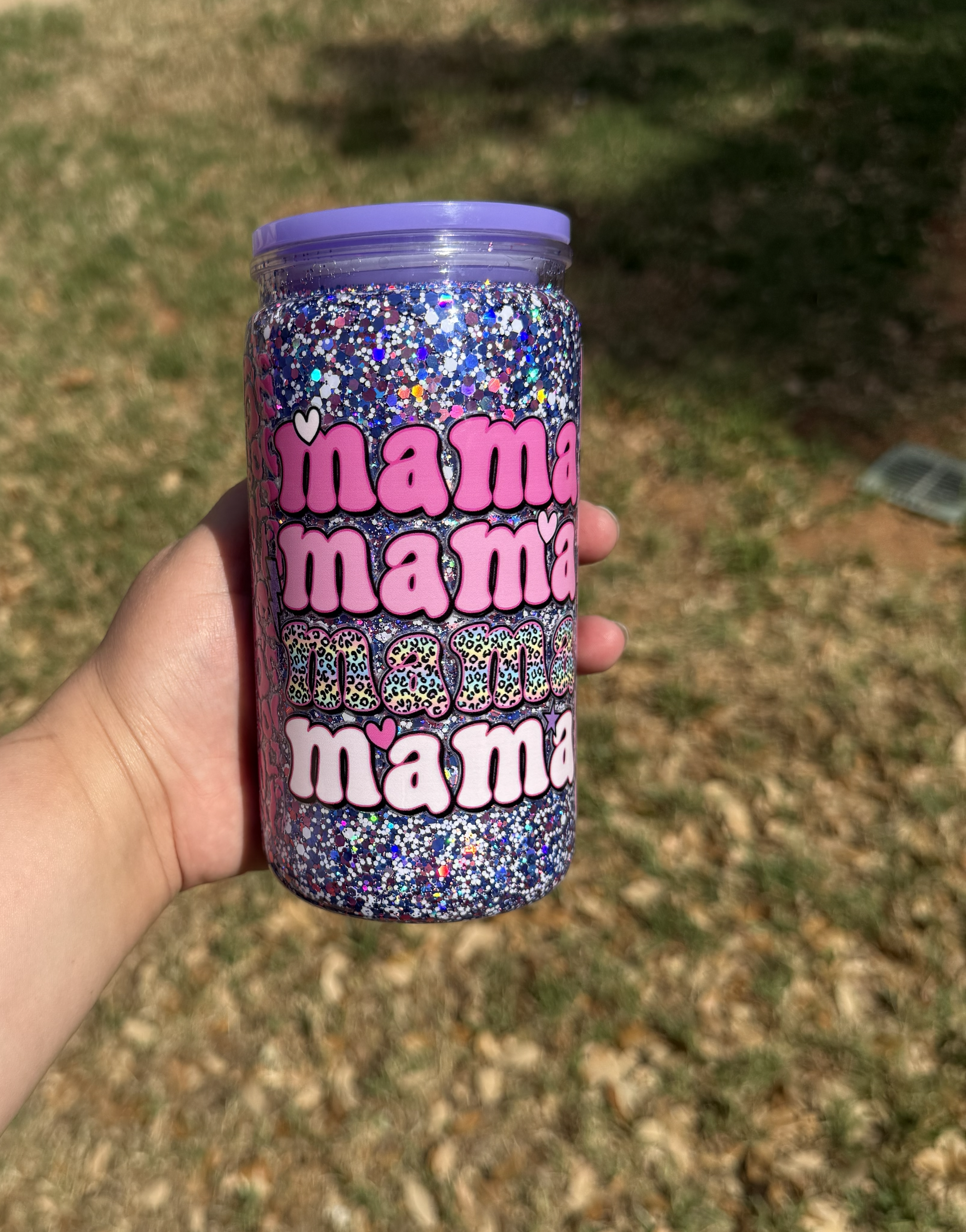 16 oz Snowglobe Tumbler-Mama