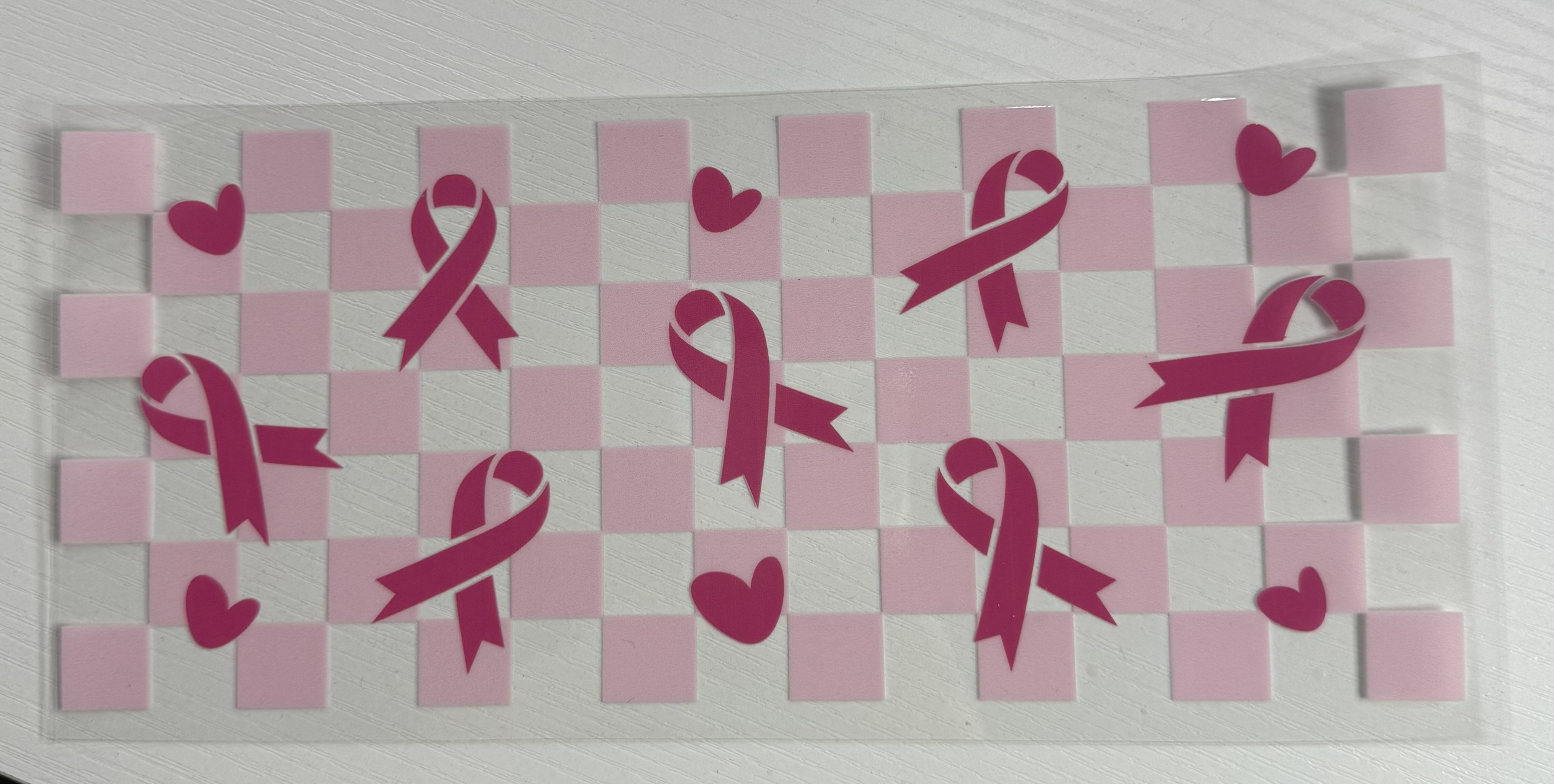 Checkered Breast Cancer Ribbon Hearts