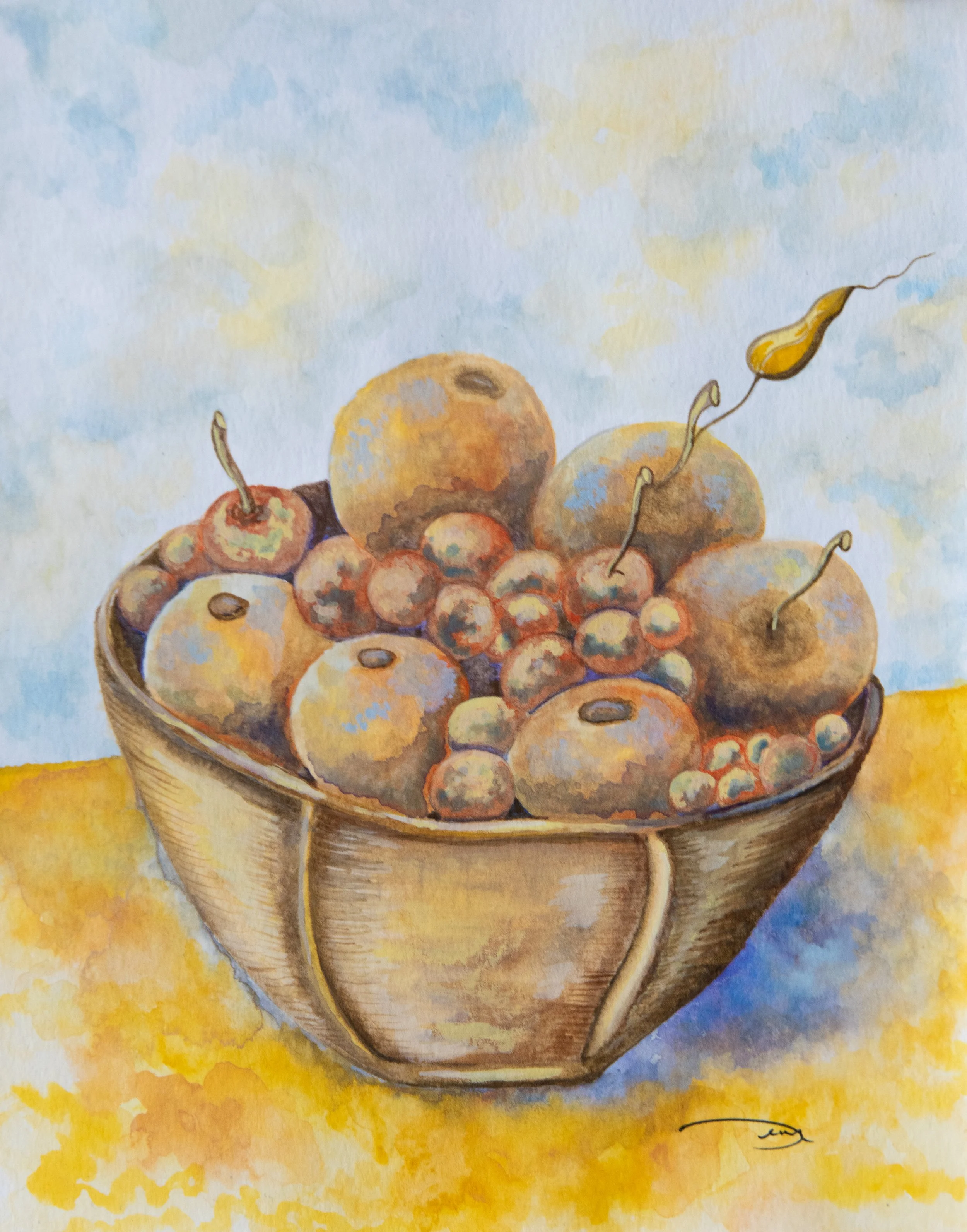 Basket Of Fruit  Watercolor 140lb Paper  8” x 10”  private collection