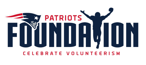 Logo for Patriots Foundation with the phrase Celebrate Volunteerism and a silhouette of a person jumping with arms raised.
