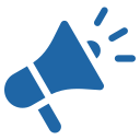 Icon of a blue megaphone.