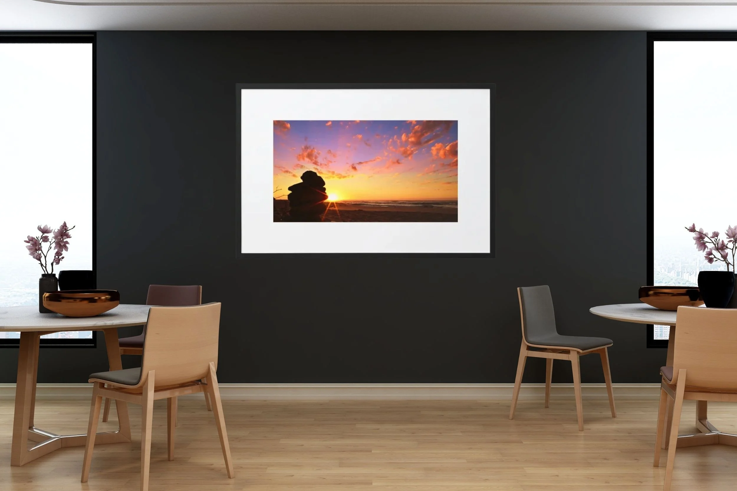 A striking photograph of a colourful sunrise at Red Bluff Beach, Victoria, Australia - perfect wall art for home or office decor.