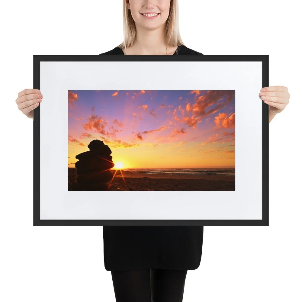 A striking photograph of a colourful sunrise at Red Bluff Beach, Victoria, Australia - perfect wall art for home or office decor.